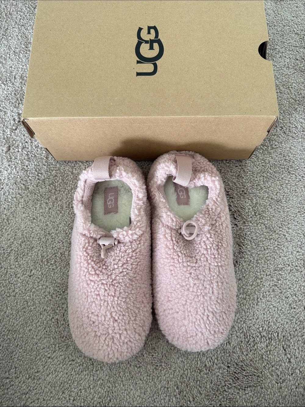 UGG Blush Pink Plushy Sherpa Slip-On Slippers